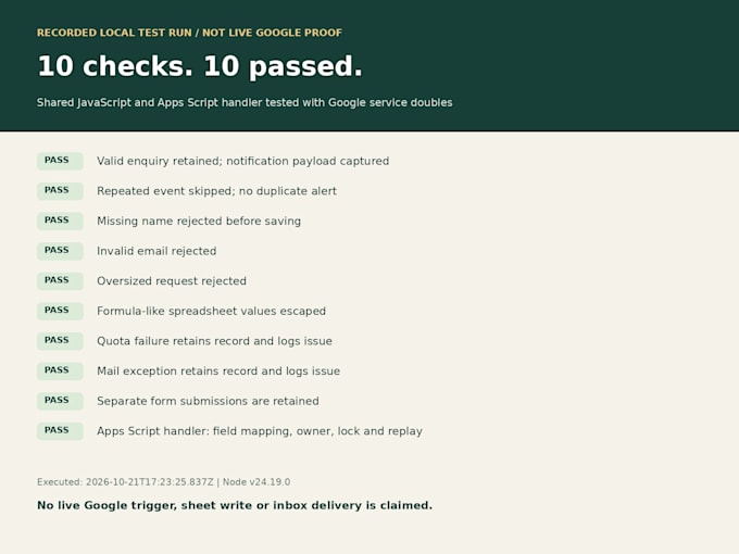 set up a google forms enquiry tracker with email notifications