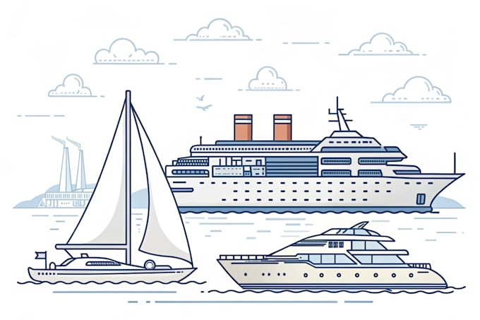 draw your boat into vector art illustration
