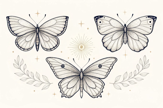 create fine line butterfly tattoo designs