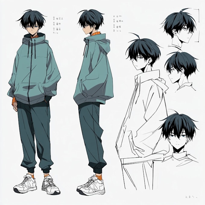 create anime character sheet and custom reference art
