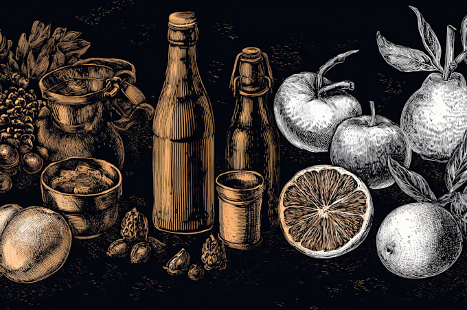 create culinary illustrations of foods and drinks