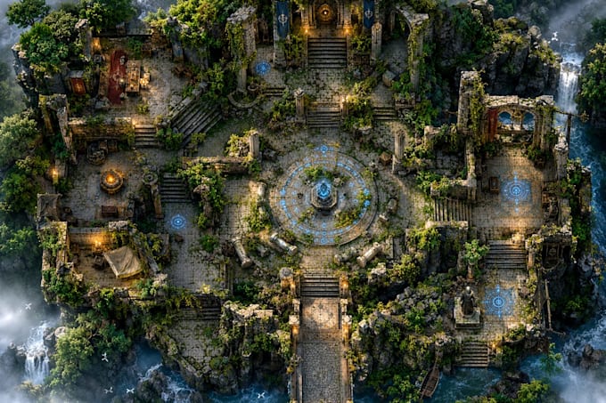 create custom dnd battle map, rpg map, fantasy ttrpg map, vtt, dungeon map
