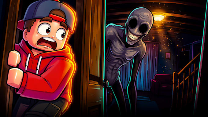 draw horror cartoon roblox thumbnail for any style