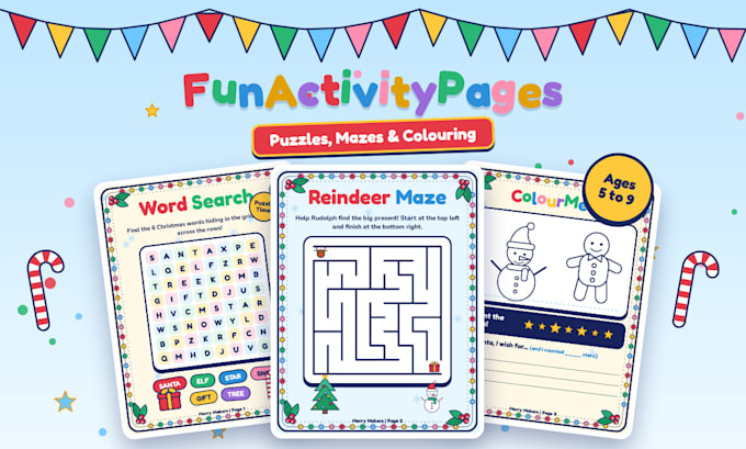 illustrate a christmas activity book for kids
