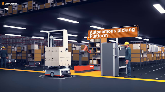create 3d industrial animation robotic automated manufacturing production line