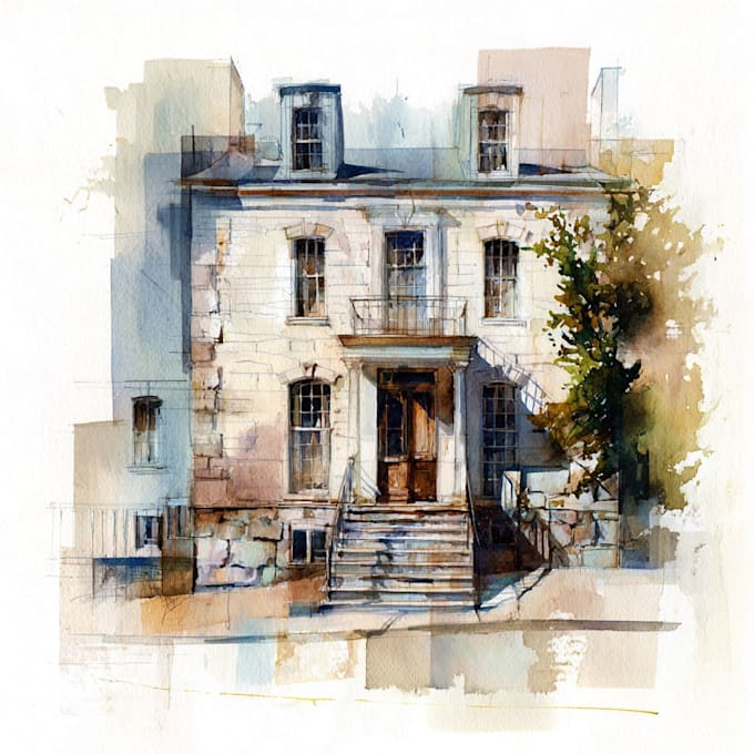 hand draw architectural home building portrait