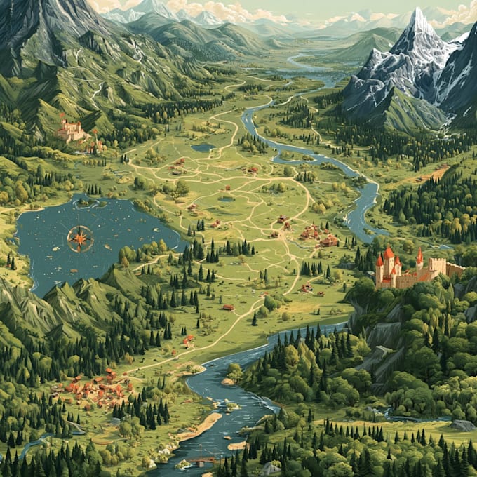 do fantasy world map illustration dnd campaign
