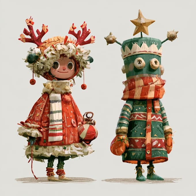 freehand style christmas character