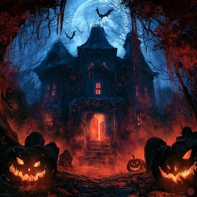 create a creepy horror halloween illustration