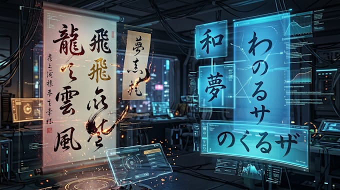 handwrite japanese and chinese calligraphy in multiple styles