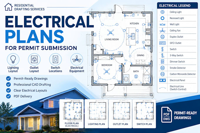 draft electrical plans for residential and commercial permits