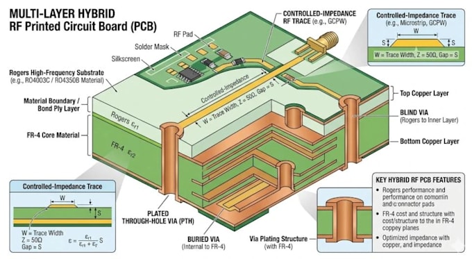 develop rf pcb layouts for transceivers and wireless communication systems