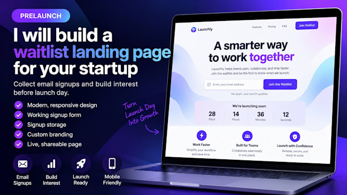 build a prelaunch waitlist landing page for your startup