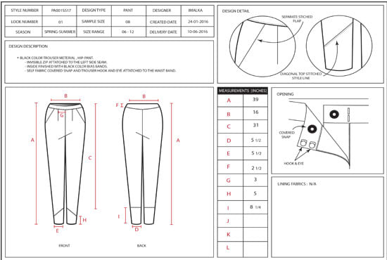 draw fashion technical cad drawing