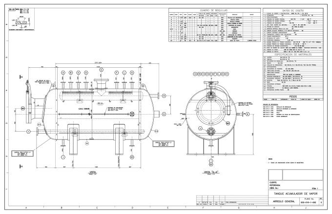 Make a drawing of the general arrangement of a pressure vessel by ...