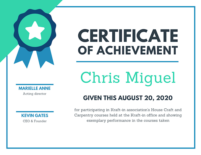 design award certificate