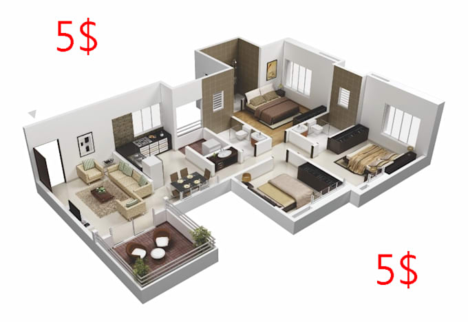 Make 3d Floor Plan Colored And Furnished