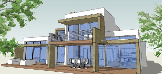 Готовые проекты скетчап скачать Create 3d floor plan and design the interior and exterior by Prantaa