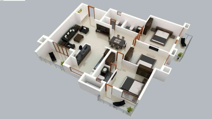 Draw 2d and 3d map for your house by Mirzaadnan