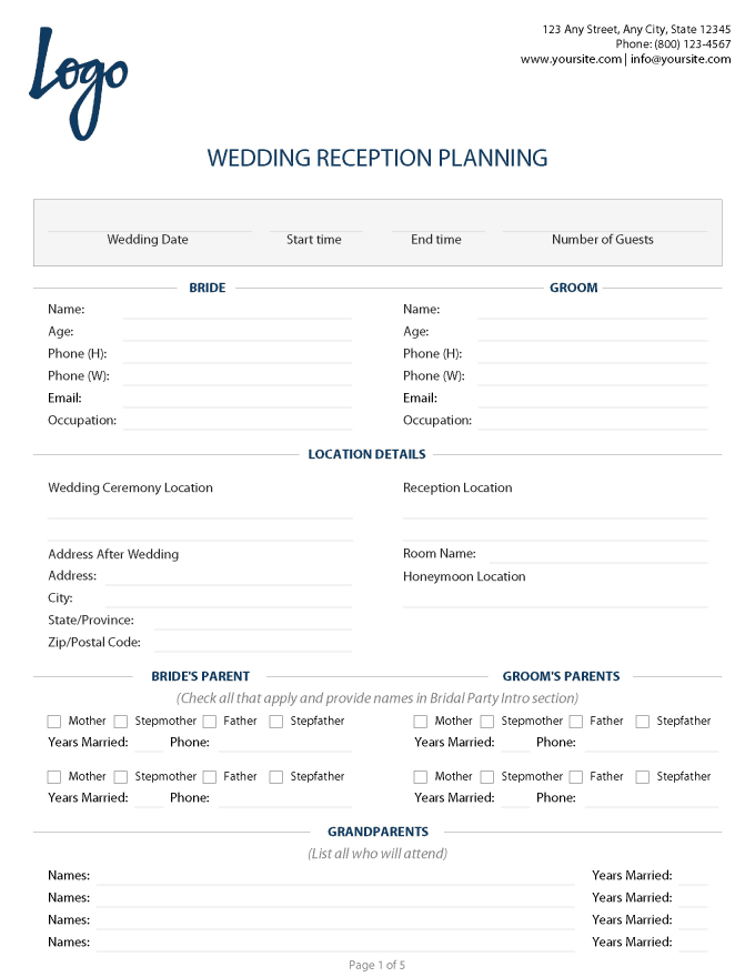 Give You A Fillable Pdf Wedding Reception Planning Form By Pdfhelper