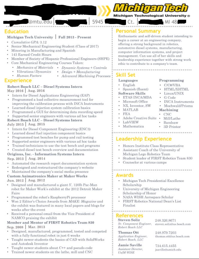 edit and redesign resumes by mariatari michigan tech career services cover letters