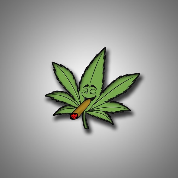 Funny marijuana leaf logo by Bantrox
