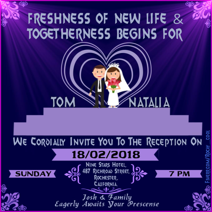 Design Wedding Reception Event Invitation For Social Media By