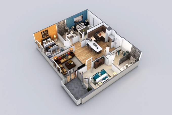 Create realistic 3d floor plan with 3ds max by Morischesnut
