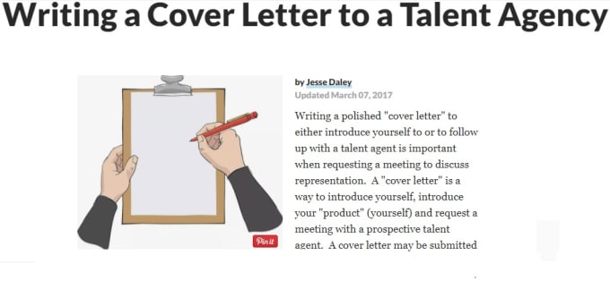 Write A Cover Letter For An Actor To Submit To Talent