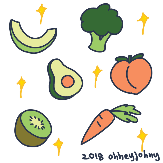 Draw cute fruits and vegetables by Johnychan