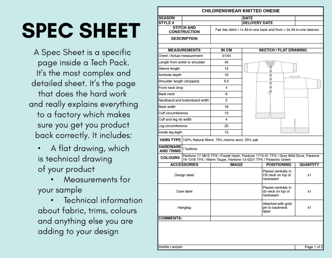 master format spec sheet layout