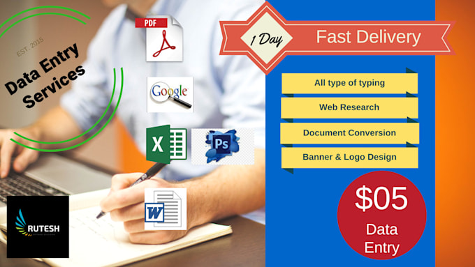 Do Data Entry Web Research Banner Or Logo Design By Ruteshyadav