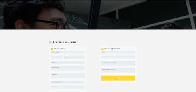 make a hosted registration form website included admin page registration page in html with css