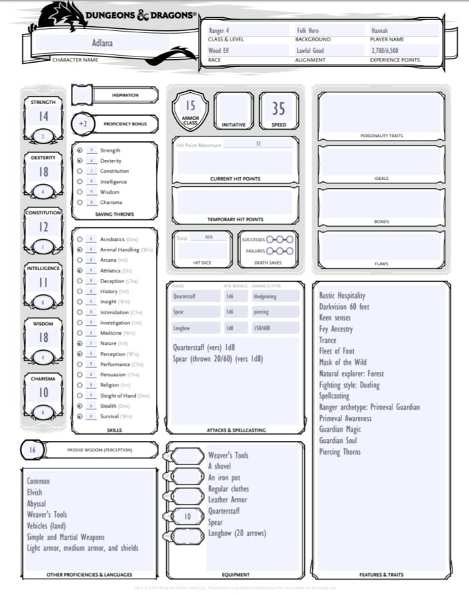 Pathfinder бланк персонажа электронный вариант