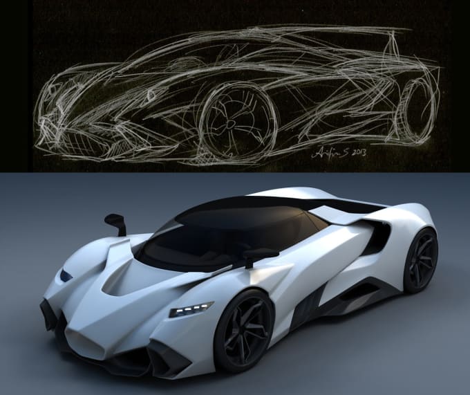 Turn your car sketch into nice 3d model by Arifinsantoso