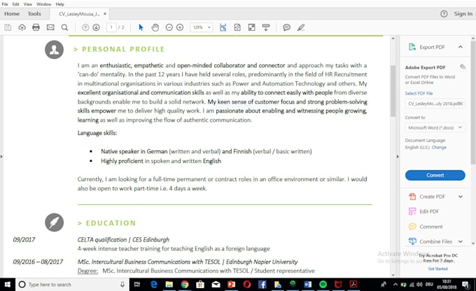 Proofread And Screen Your Cv In English And German By Lesfreespirit