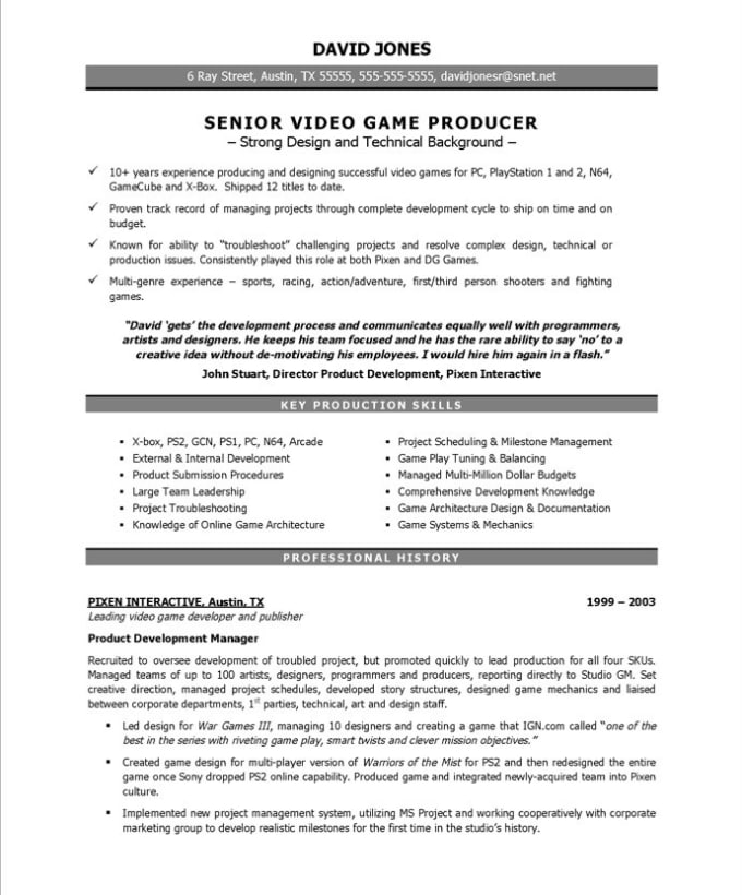 Video Game Cover Letter Zumar