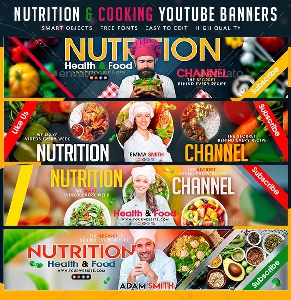 Make Nutrition And Cooking Youtube Banner By Najimuddinbd