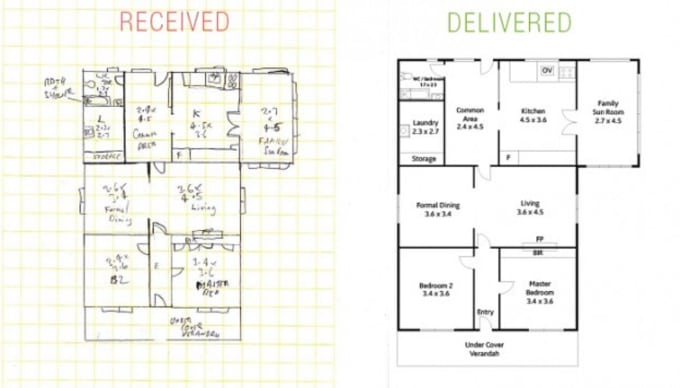  Draw  your floor  plan  based off of your hand  sketch by 