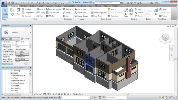 Create 3d floor plans and elevation using revit by Kgulrez78