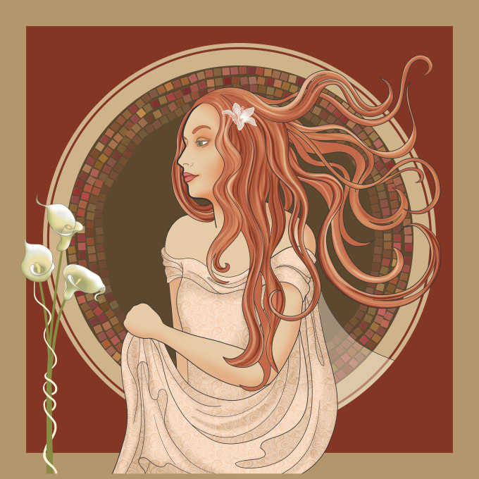 Create a portrait in art nouveau style by Sholinedo