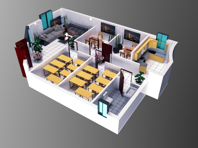 Draw 2d And 3d Floor Plan With Furniture Drawing With Coreldraw And Photoshop