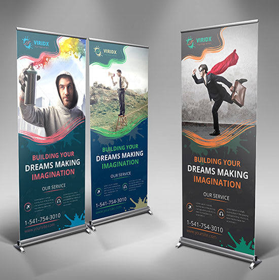 Design an eye catching creative roll up or x banner by 