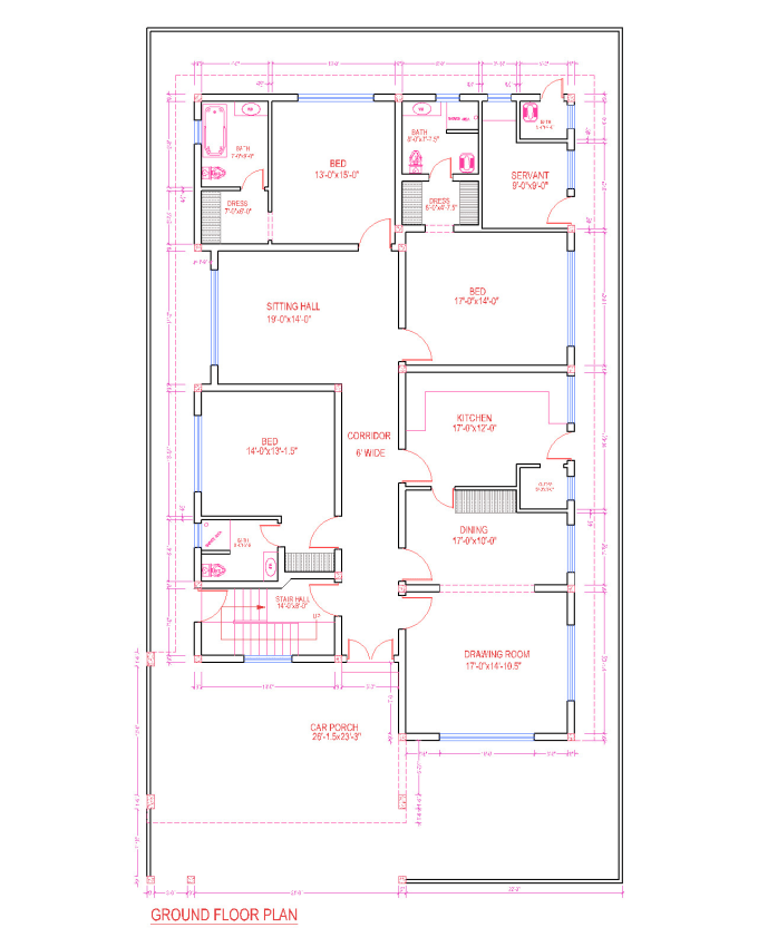 Design and redraw the arch floor plans in autocad by Rafhanmalik