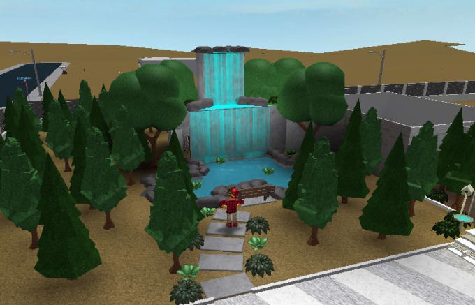 How To Build A Waterfall In Roblox Bloxburg Best Waterfall - 