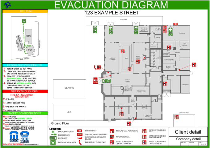 Emergency evacuation plans drafting by Binsestudio