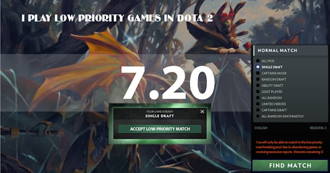 Play Dota 2 Low Priority Games For You By Anjanalahiruban