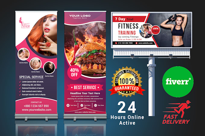 Design Any Roll Up Banner Pop Up Large Banner Billboard Ads By