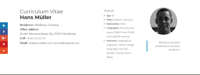 Create An Impressive Responsive Online Cv Including Domains By Hans22