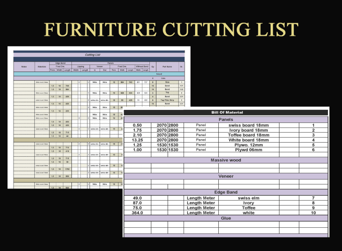 Prepare cutting list by excel for furniture, millwork by Millwork_draft